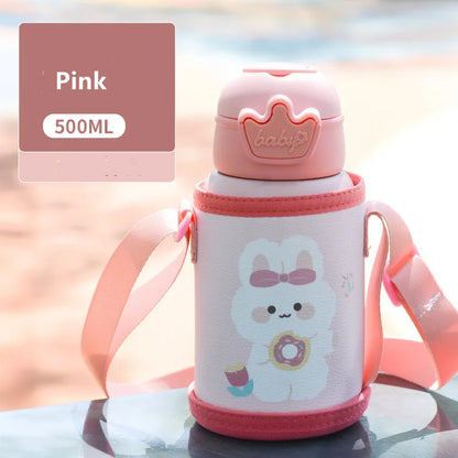 500ML Kids Thermos Bottle with Strap & Carry Bag