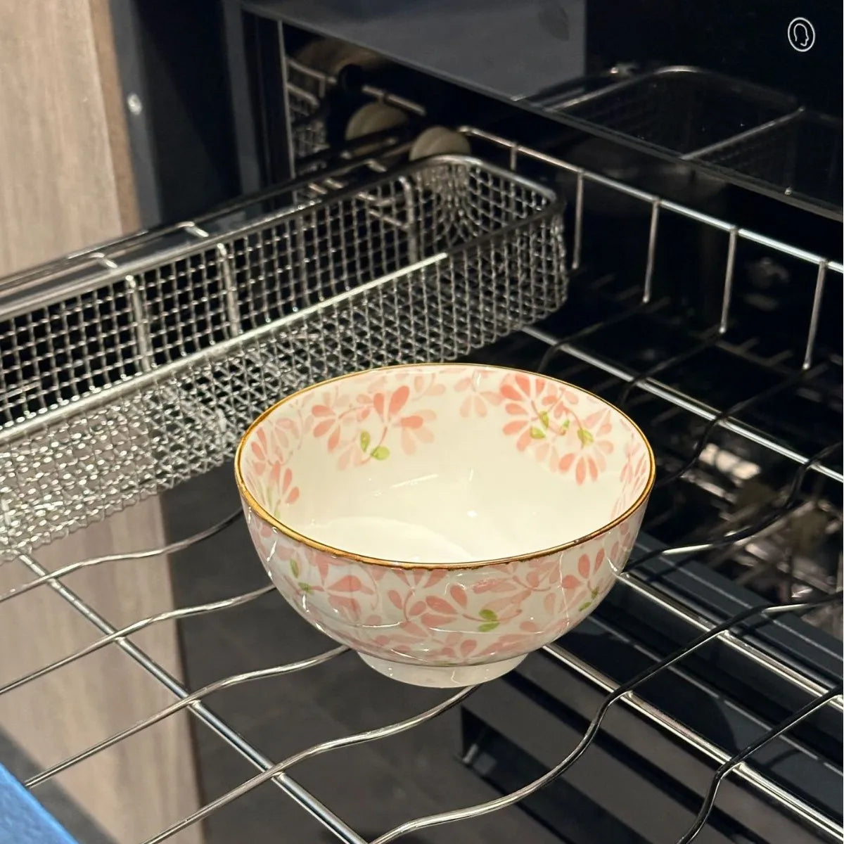 Beautiful vintage floral Hand-Painted Ceramic Bowl with gold rim