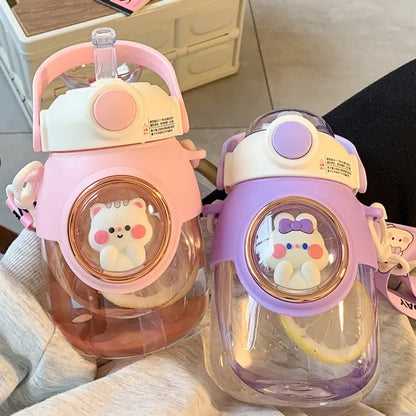 820ML Kids Water Bottle with Straw – Cute Kawaii Cartoon Drinking Bottle