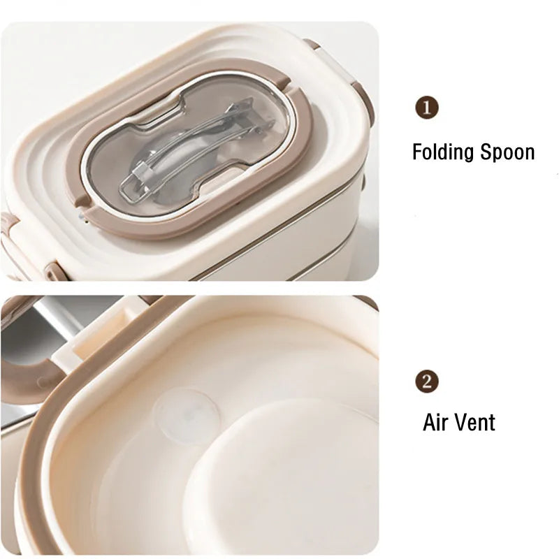 1500ml Double Layers Lunch Box With Insulation Bag Leak-Proof Bento Box