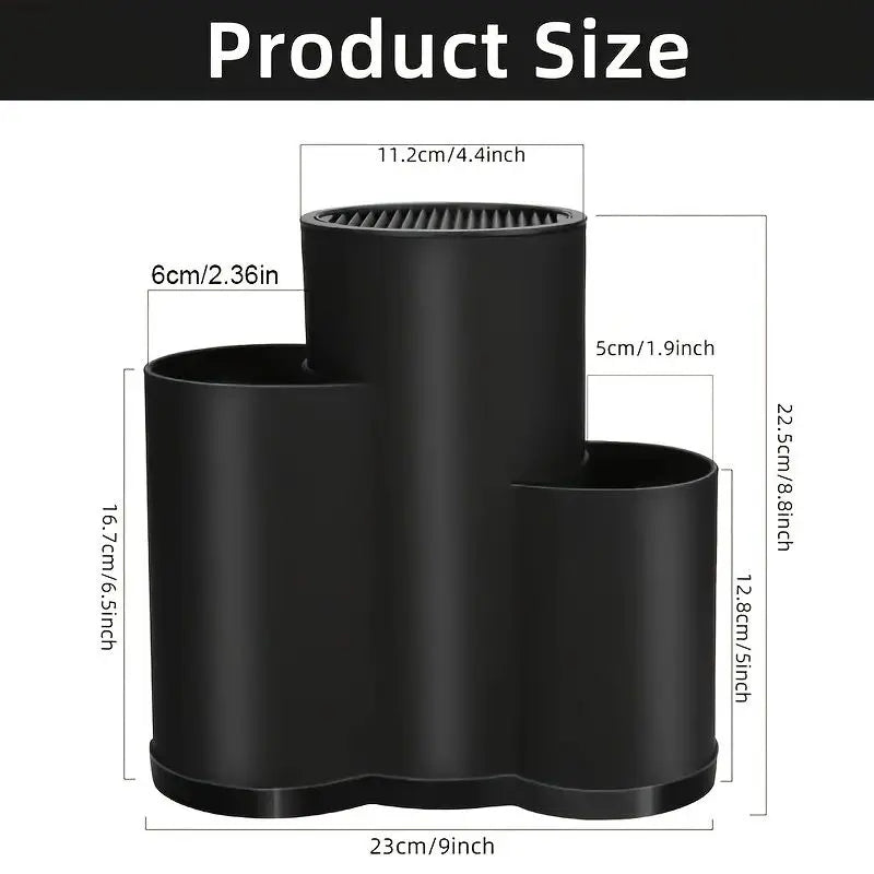 Three In One Universal Knife Holder Kitchen Rack Black