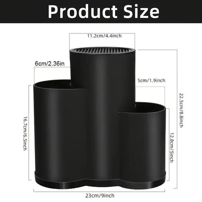 Three In One Universal Knife Holder Kitchen Rack Black