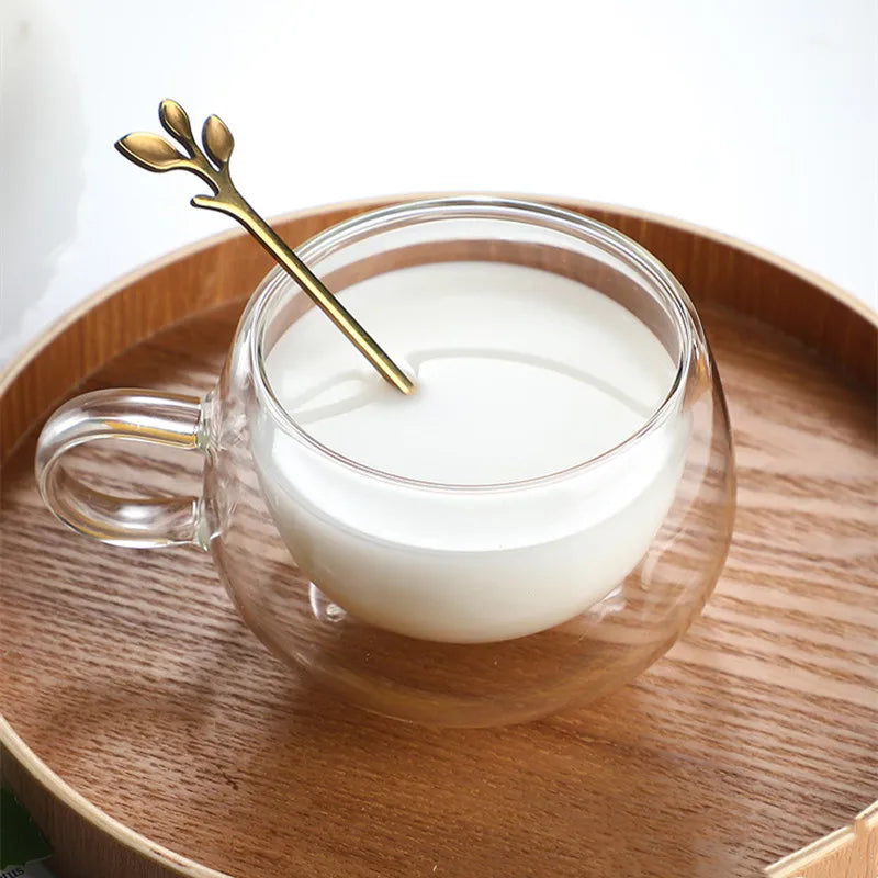 Stripe Coffee & Tea Mug – Double Wall Borosilicate Glass Cup