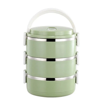 Multi-layer Thermal Lunch Box Stackable Round Metal Stainless Steel container