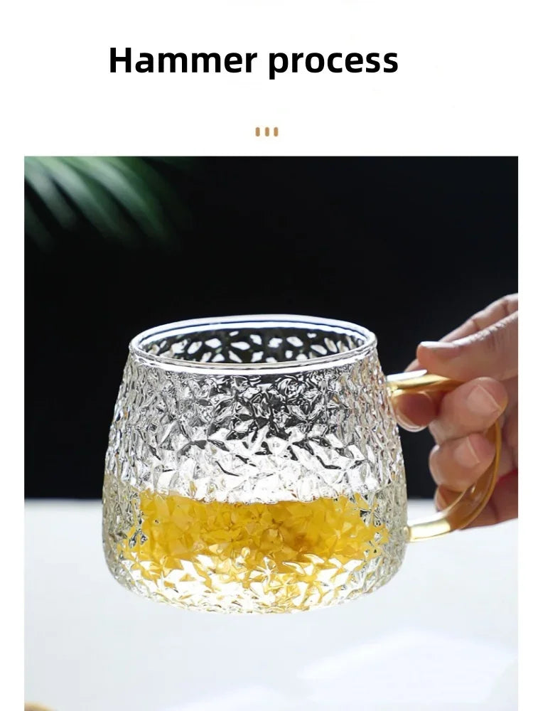 350ml / 400ml Hammer Pattern Coffee & Tea Cup – Heat Resistant Glass Mug