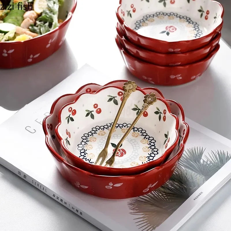 Cute Cherry design Ceramic Bowl – Salad, Fruit & Dessert Bowl