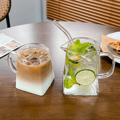 300ml Unique Shaped Glass Mug with Handle – High Borosilicate Glass for Any Drink