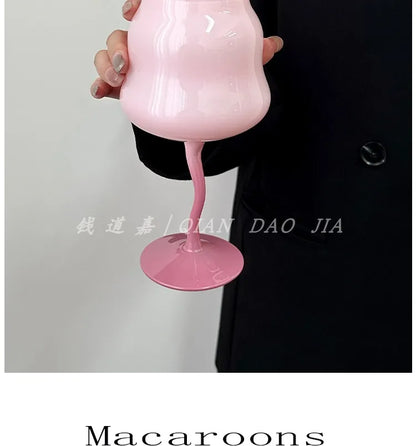 Cute & Creative Macaron Colored Glass – High-Footed Aesthetic cocktails glass  🌸✨