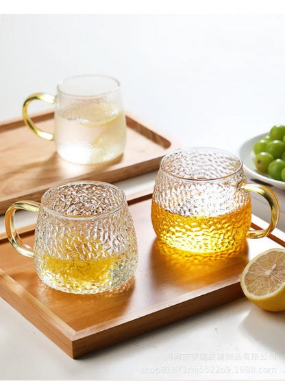 350ml / 400ml Hammer Pattern Coffee & Tea Cup – Heat Resistant Glass Mug