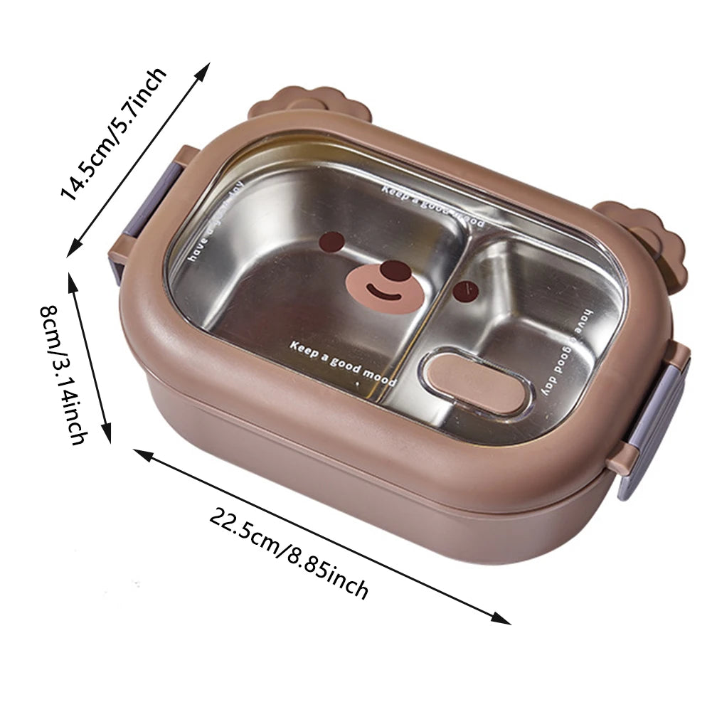 2 compartments stainless steel cute Bento box-Lunch box