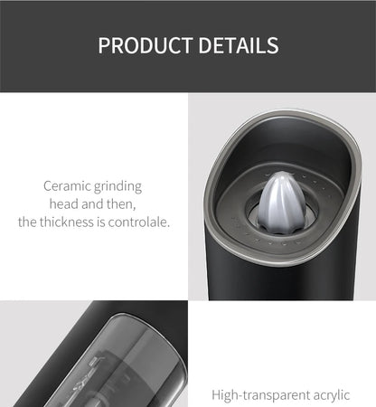 Electric Salt & Pepper Grinder – Gravity Automatic Spice Mill with LED Light