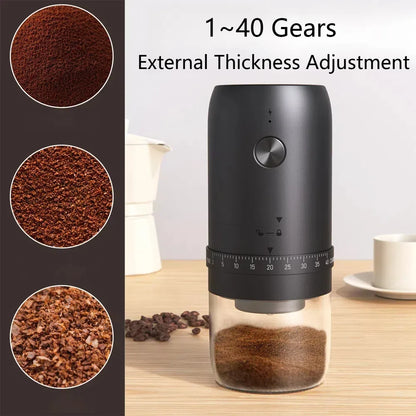Portable Electric Coffee Bean Grinder – 40 Gears Adjustable, Rechargeable & Powerful