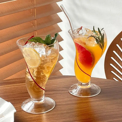 Premium Creative Design Glass Cup – 470ml Unique Drinkware