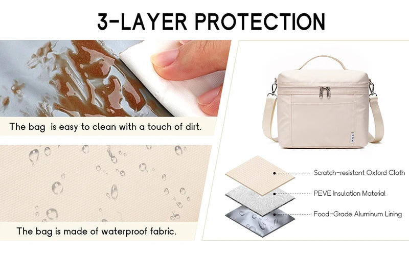 FREE SHIPPING! Insulated Lunch Bag With Shoulder Strap Portable Picnic Bag