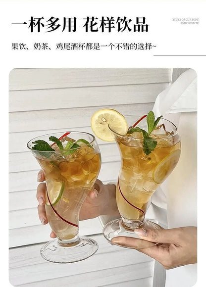 Premium Creative Design Glass Cup – 470ml Unique Drinkware