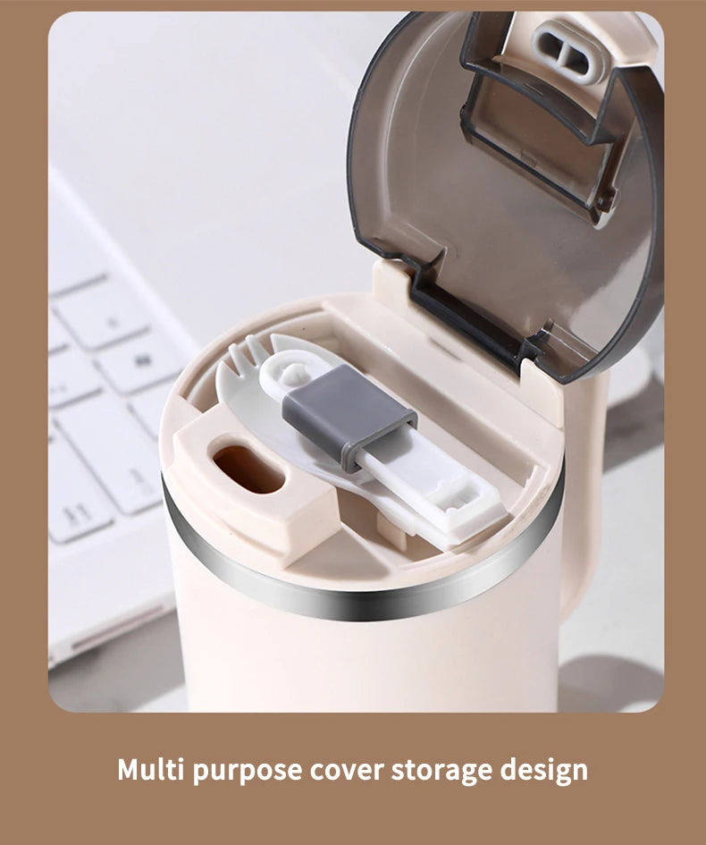 Double-Wall Thermal Coffee Cup With Strainer&Spoon Portable Leak Proof Coffee Mug