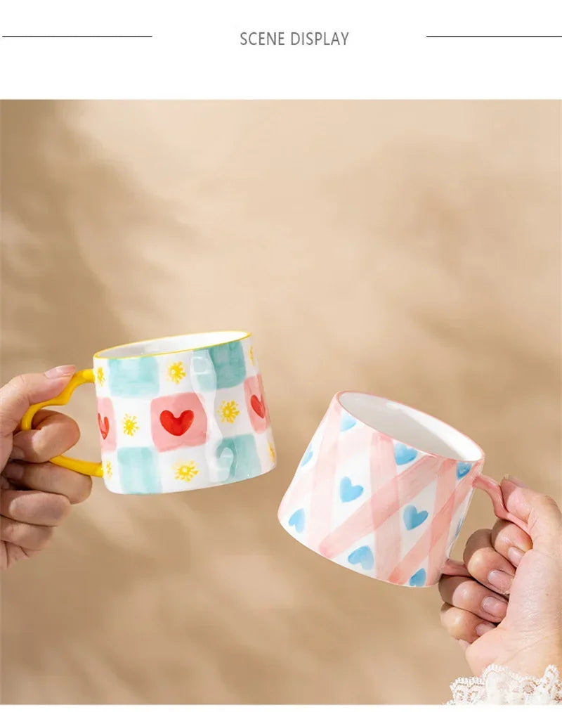 Cute Heart Shaped Ceramic Mug – 400ml