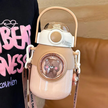 Thermos bottle-Thermal Insulated Bottle with build-n straw and strap