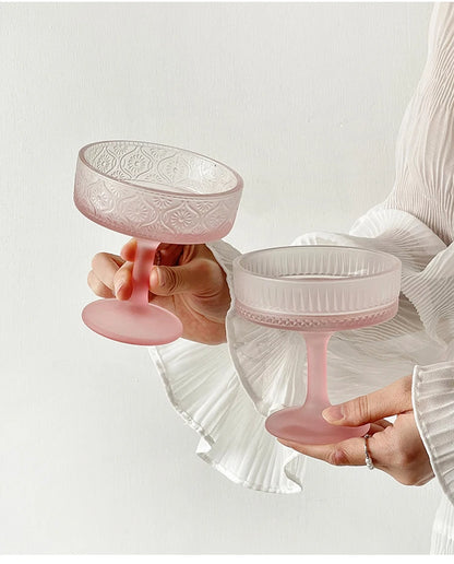 Premium Pink Frosted Highball Glass – Elegant Cocktail & Champagne Glass