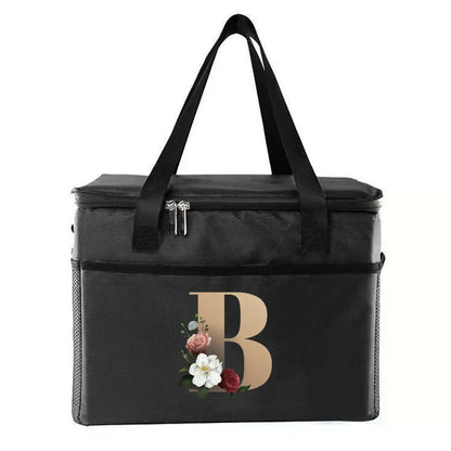 personalized gold letter printing picnic Bag Portable Lunch Bags Insulated Cooler Bag