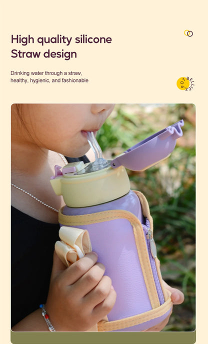 500ML Kids Thermos Bottle with Strap & Carry Bag
