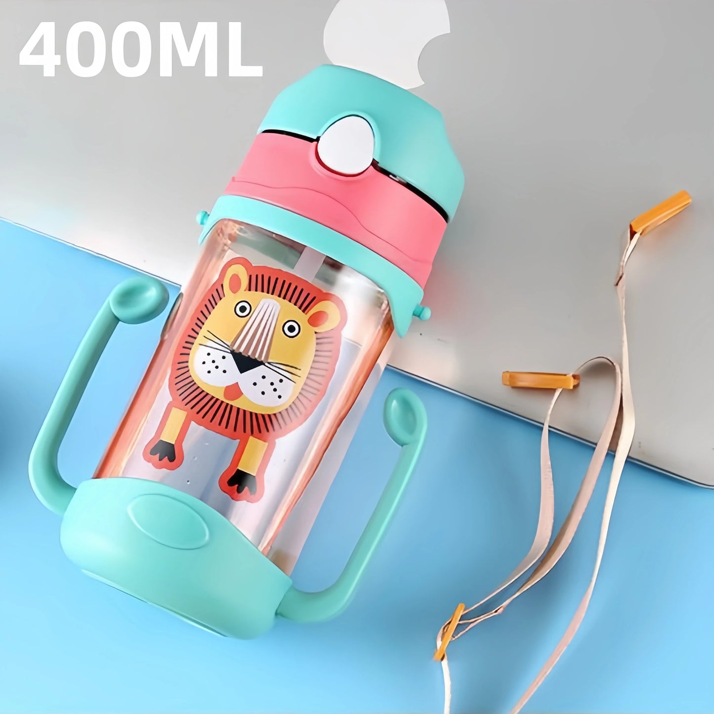 400ml Kids Water Sippy Cup – Portable Children’s Water Bottle with Straw & Handle