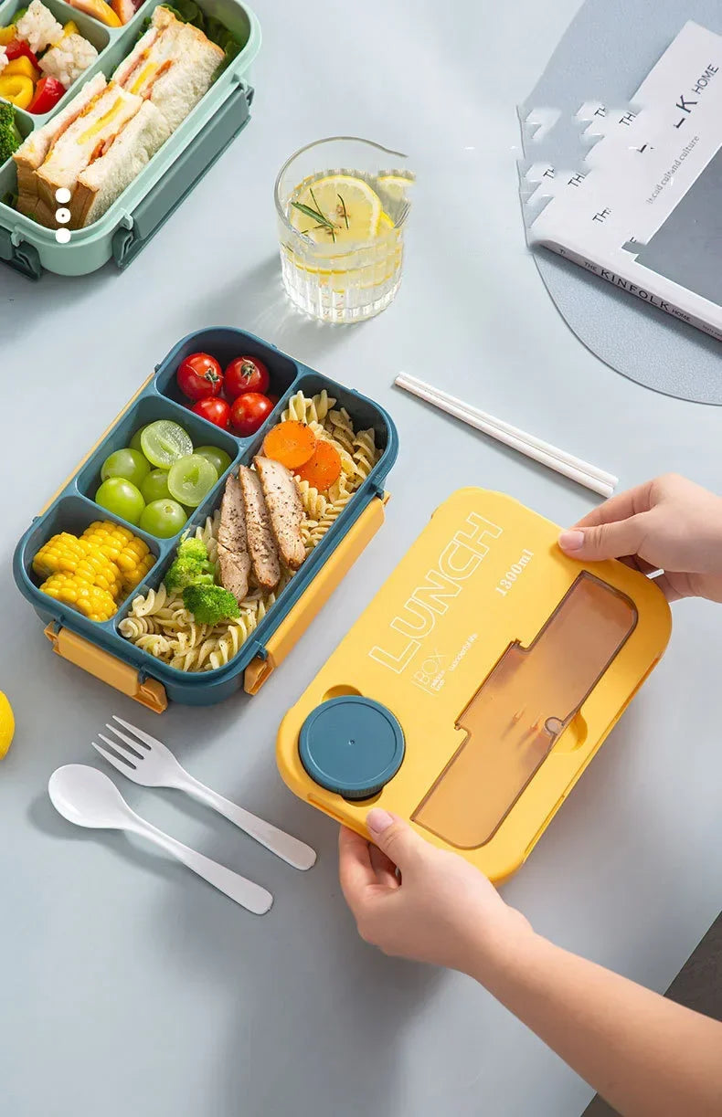 1300ML- Lunch Box with 4 Compartments – Leakproof Bento Lunchbox