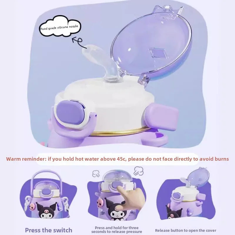 Large 820ML cute Cartoon Character Water Bottle – Cute & Unique