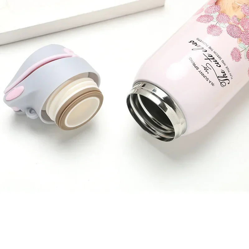 Cute printed Kids Insulated water bottle with straw
