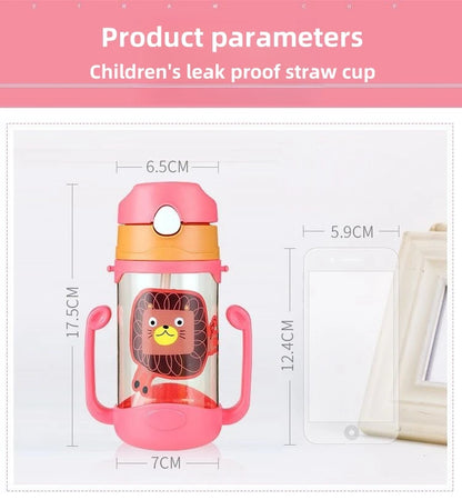 400ml Kids Water Sippy Cup – Portable Children’s Water Bottle with Straw & Handle