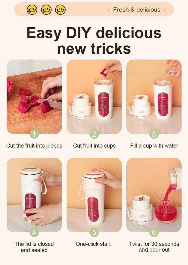 Powerful Portable Blender smoothies / Juicer travel cup Rechargeable Lcd Display