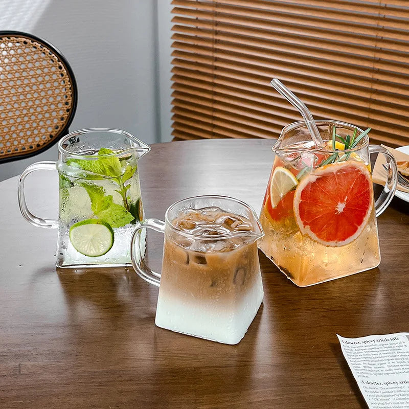 300ml Unique Shaped Glass Mug with Handle – High Borosilicate Glass for Any Drink