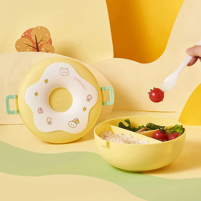 Cute Donut Shape Lunch Box – 3 Compartments