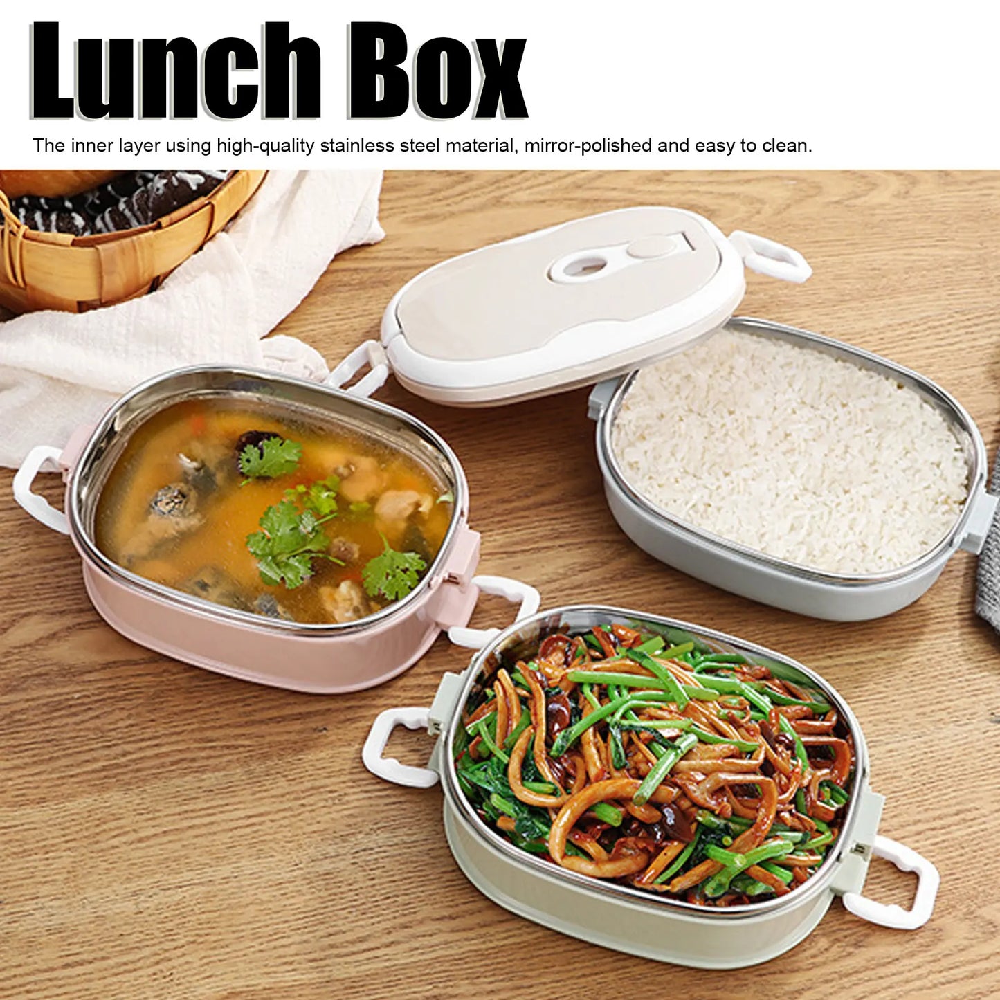 Multi-Layer Insulated Lunch Box Portable Stainless Steel