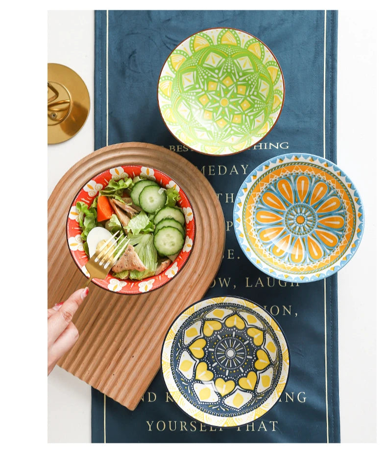 6.25-Inch Bohemian Ceramic Bowl – Unique design Soup & Salad Bowl