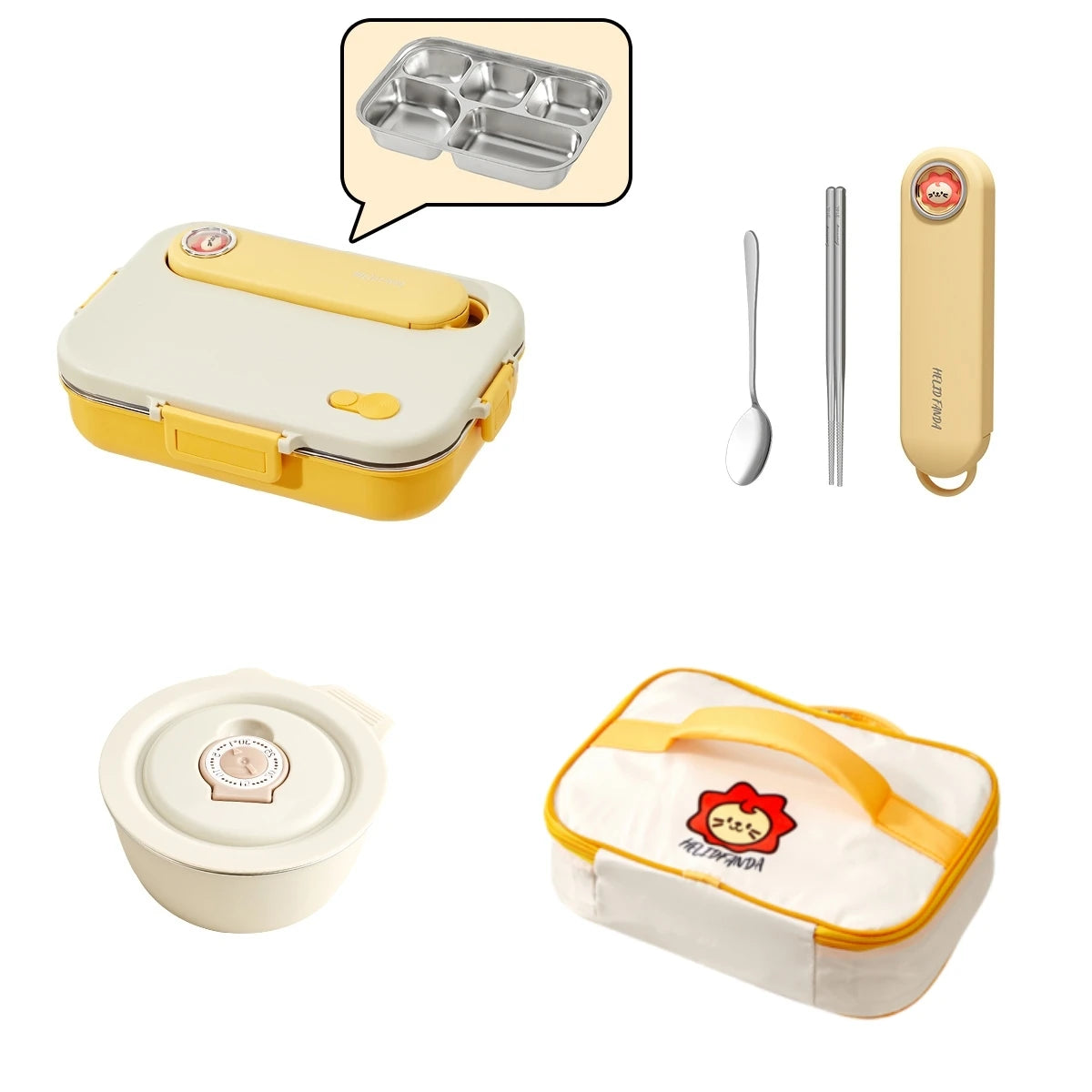 FREE SHIPPING! HOT DEAL the ultimate combo! Complete Set lunch box Includes cutlery, soup container  and insulated lunch bag.