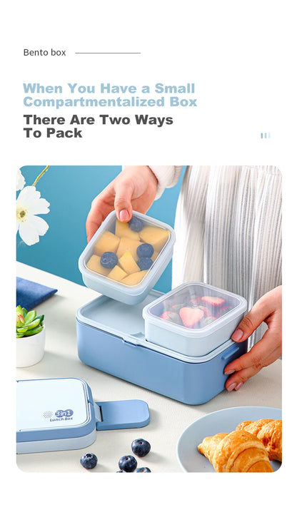 Eco-friendly Bamboo Fiber Lunch Box 3in1 Double Layer