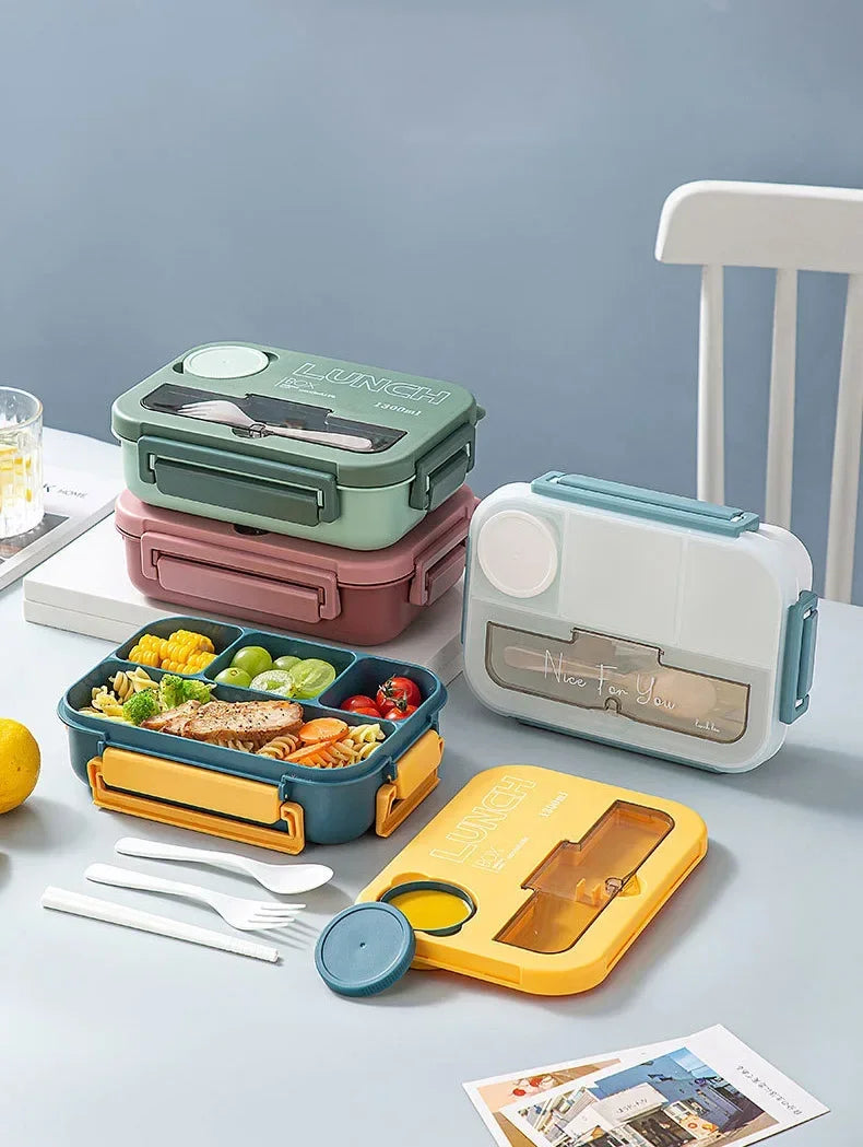 1300ML- Lunch Box with 4 Compartments – Leakproof Bento Lunchbox