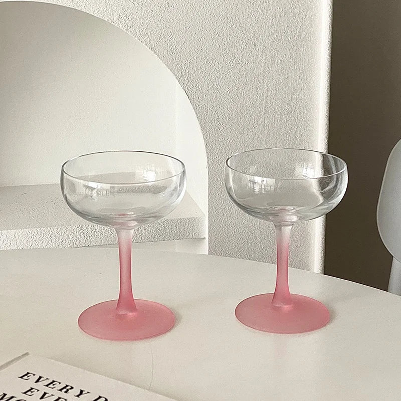 Pink Frosted Highball Glass – Elegant Cocktail & Champagne Glass