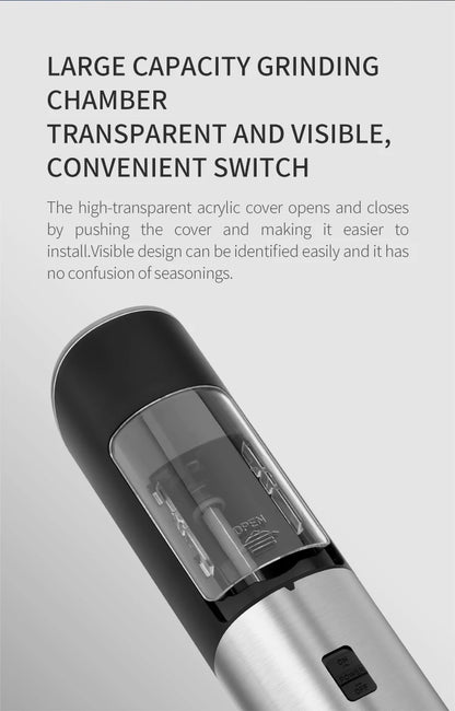 Electric Salt & Pepper Grinder – Gravity Automatic Spice Mill with LED Light