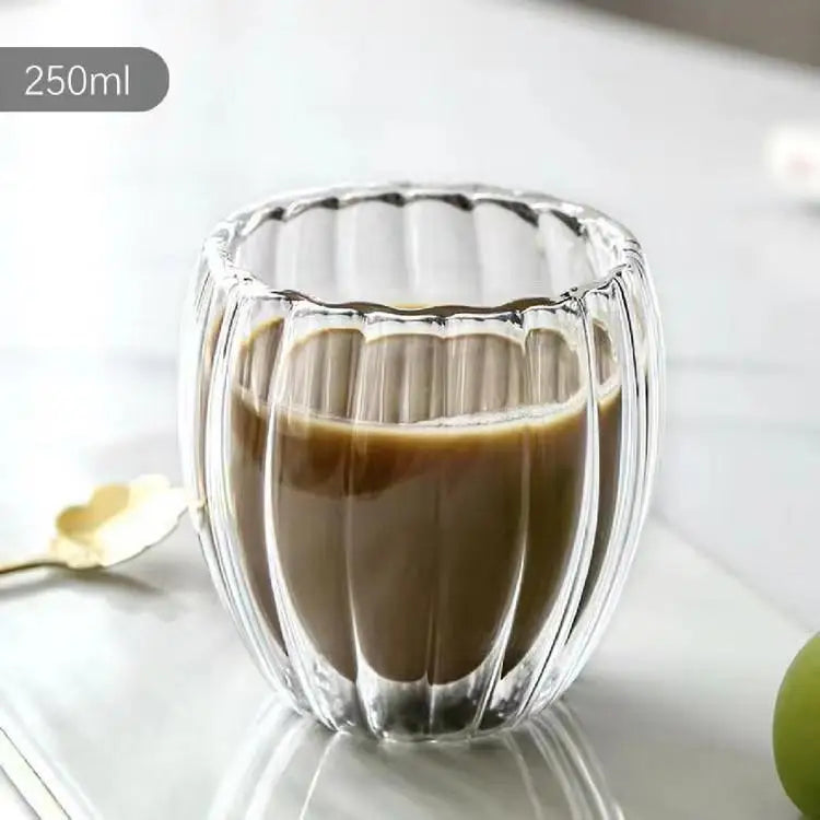 Stripe Coffee & Tea Mug – Double Wall Borosilicate Glass Cup