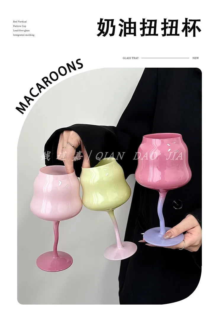 Cute & Creative Macaron Colored Glass – High-Footed Aesthetic cocktails glass  🌸✨