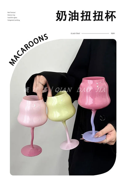 Cute & Creative Macaron Colored Glass – High-Footed Aesthetic cocktails glass  🌸✨
