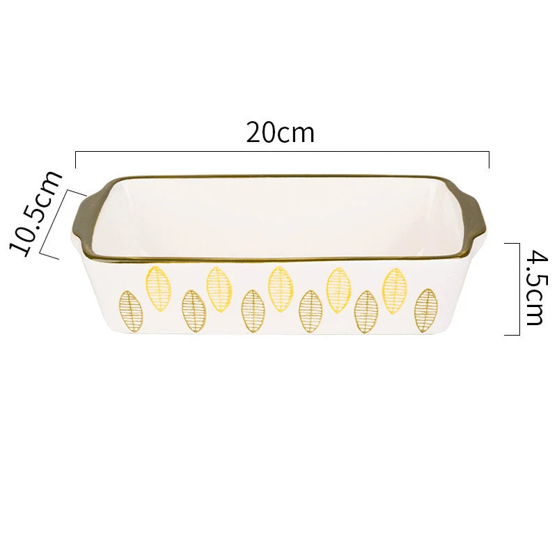 Flowers Rectangular Oval Ceramic Bakeware Pan with Handle – Multi-Size Baking Dish