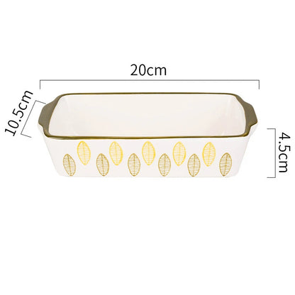 Flowers Rectangular Oval Ceramic Bakeware Pan with Handle – Multi-Size Baking Dish