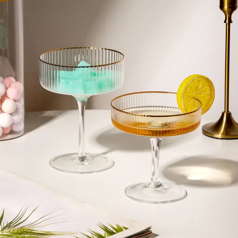 Elegant Cocktail Martini Glass with Gold Rim – Drinkware or Dessert Cup