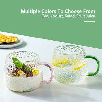 400ml Hammer Pattern Air Bubble Glass Cup – Color Handle