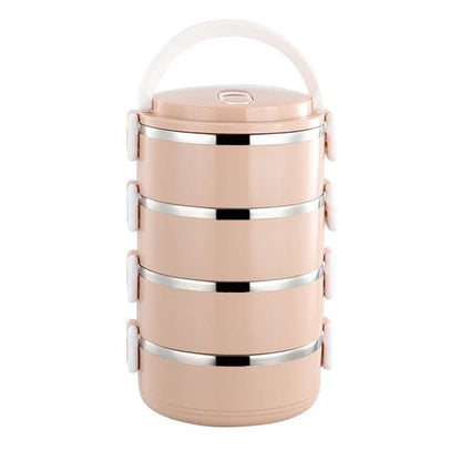 Multi-layer Thermal Lunch Box Stackable Round Metal Stainless Steel container