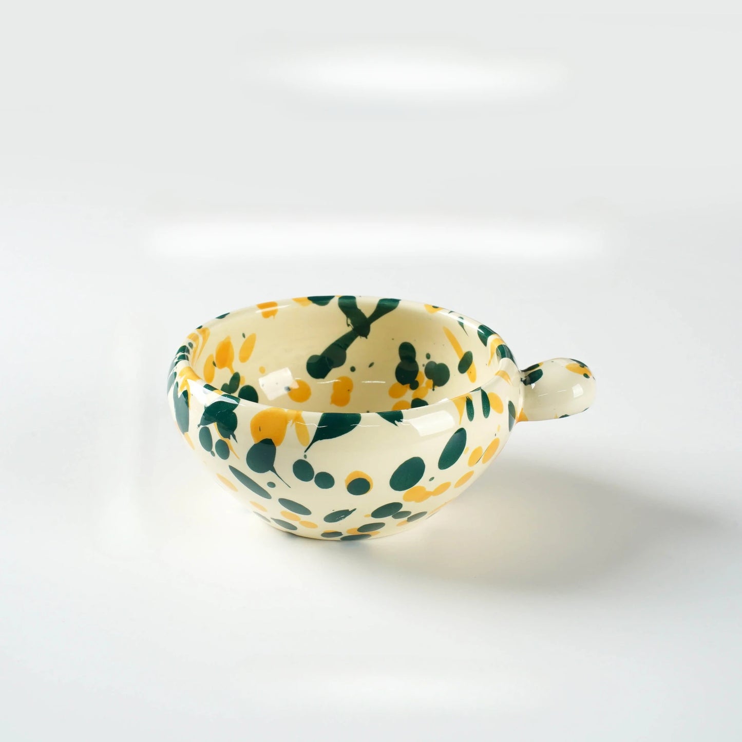 Unique Colorful Ink-Splashed Ceramic Bowl- cup with Handle