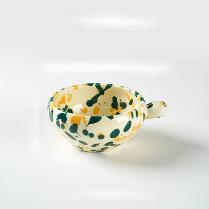 Unique Colorful Ink-Splashed Ceramic Bowl- cup with Handle